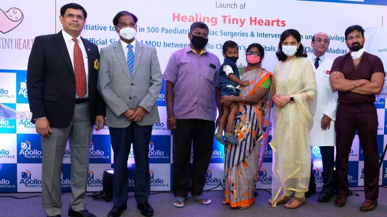 Rotary Club of Madras East Signs MOU with Apollo Children’s Hospital to reach out to poor children requiring life saving heart surgery.  Initial target of helping 500 poor children over a period of 1 year