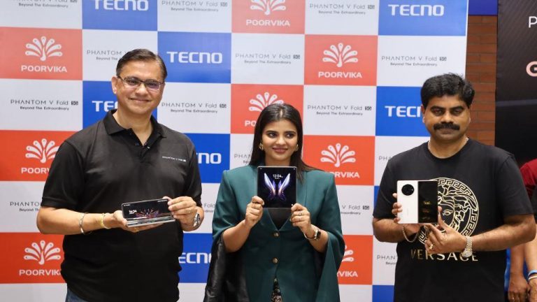 Kollywood Star Aishwarya Rajesh unveils India’s first full-size fold smartphone TECNO PHANTOM V Fold 5G in Chennai