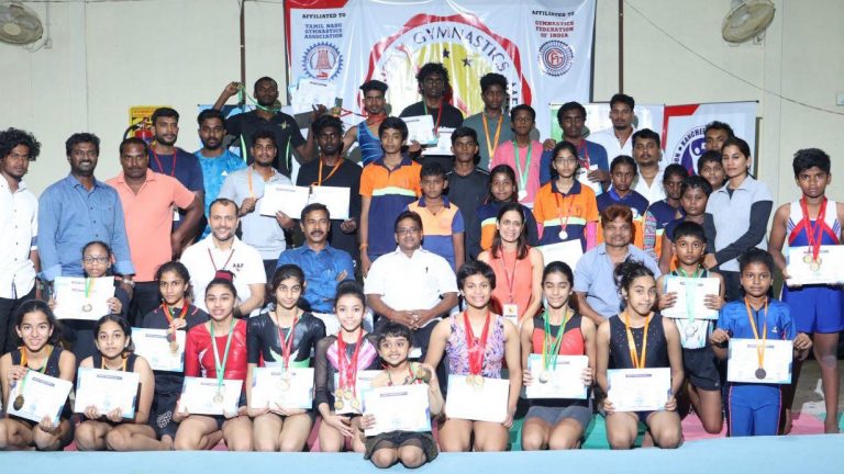 Units affiliated to Tamilnadu Gymnastics Association conducted a competitions for Artistic and Tumbling Gymnastics
